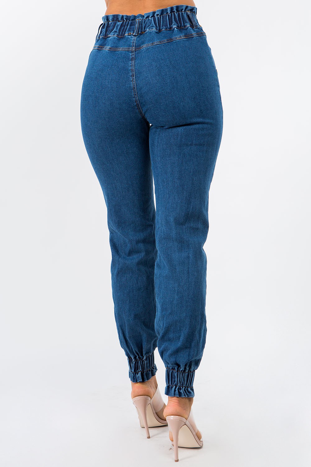 Button Down Elastic Waist Jean