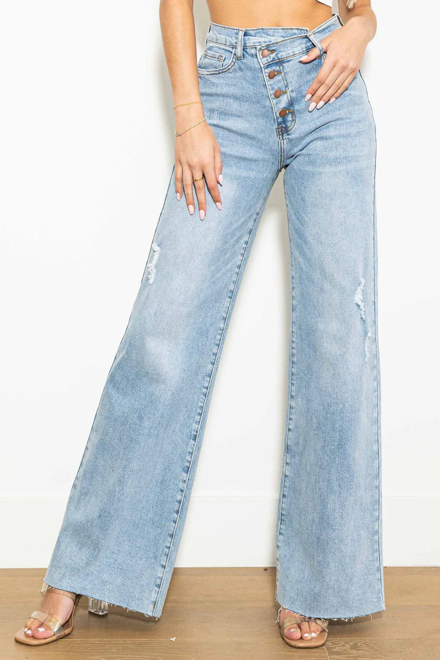 Crossover Wide Leg Jeans