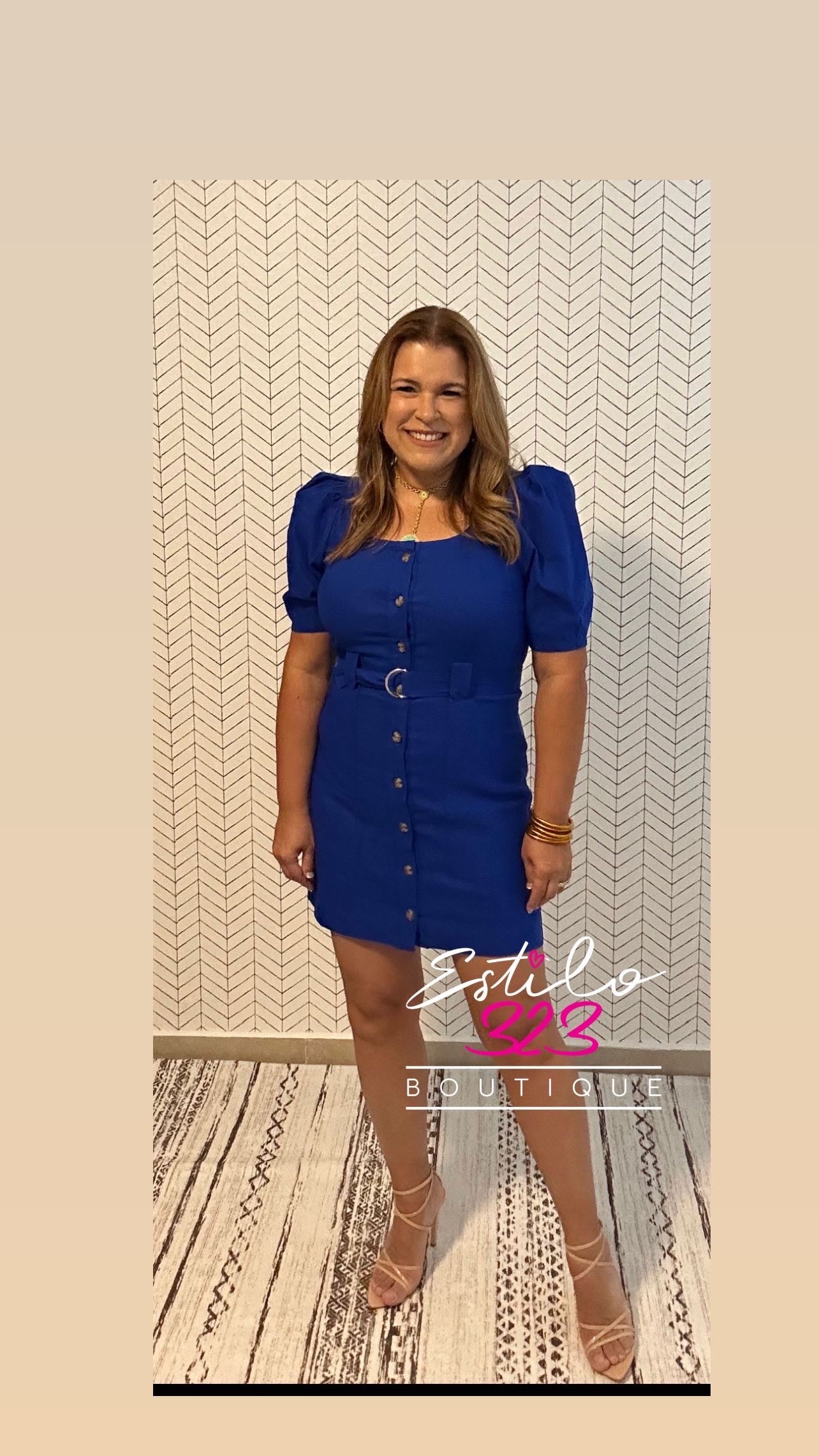 Royal Blue Mini Dress with Belt