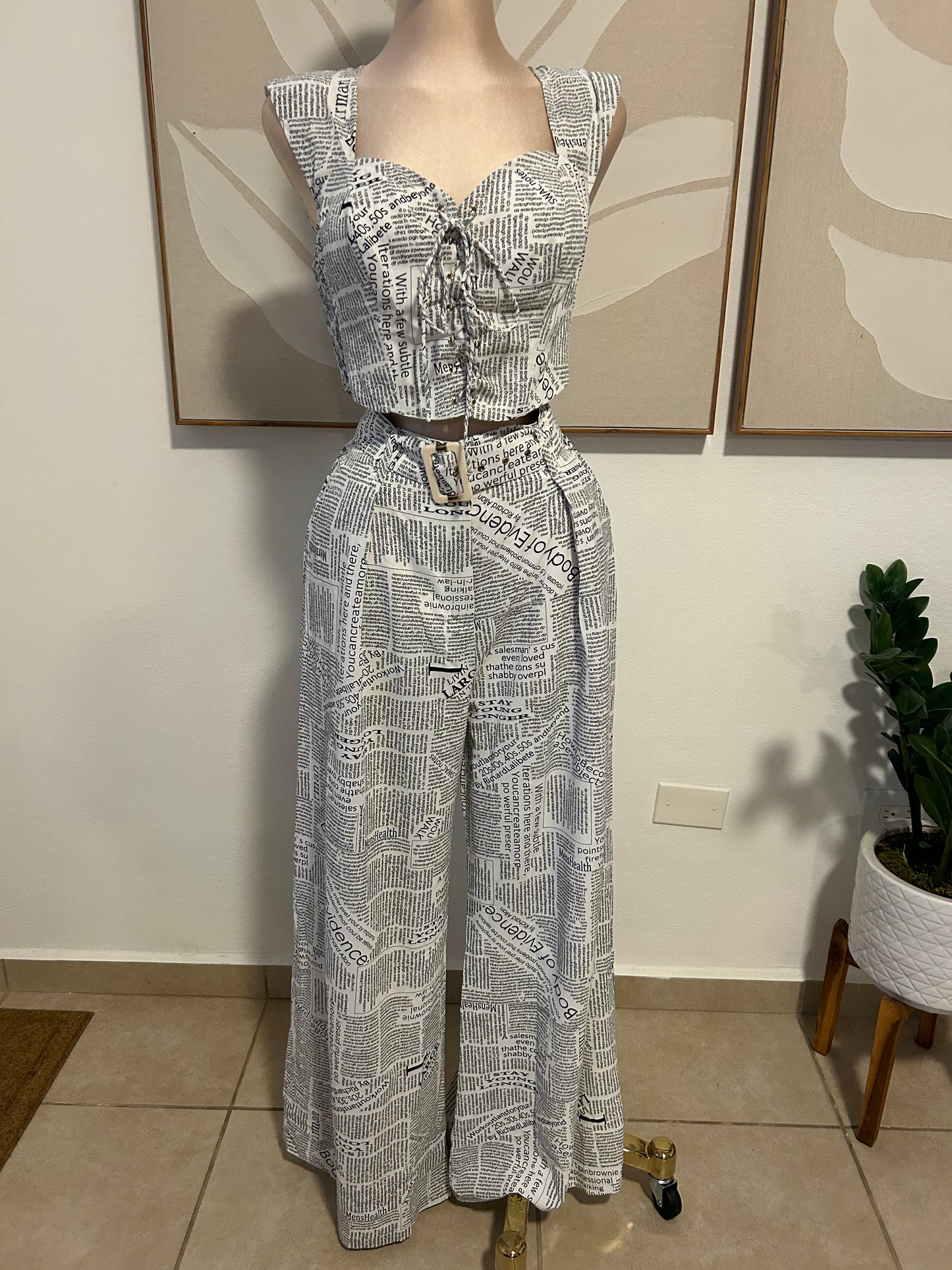 Newspaper palazzo pant set