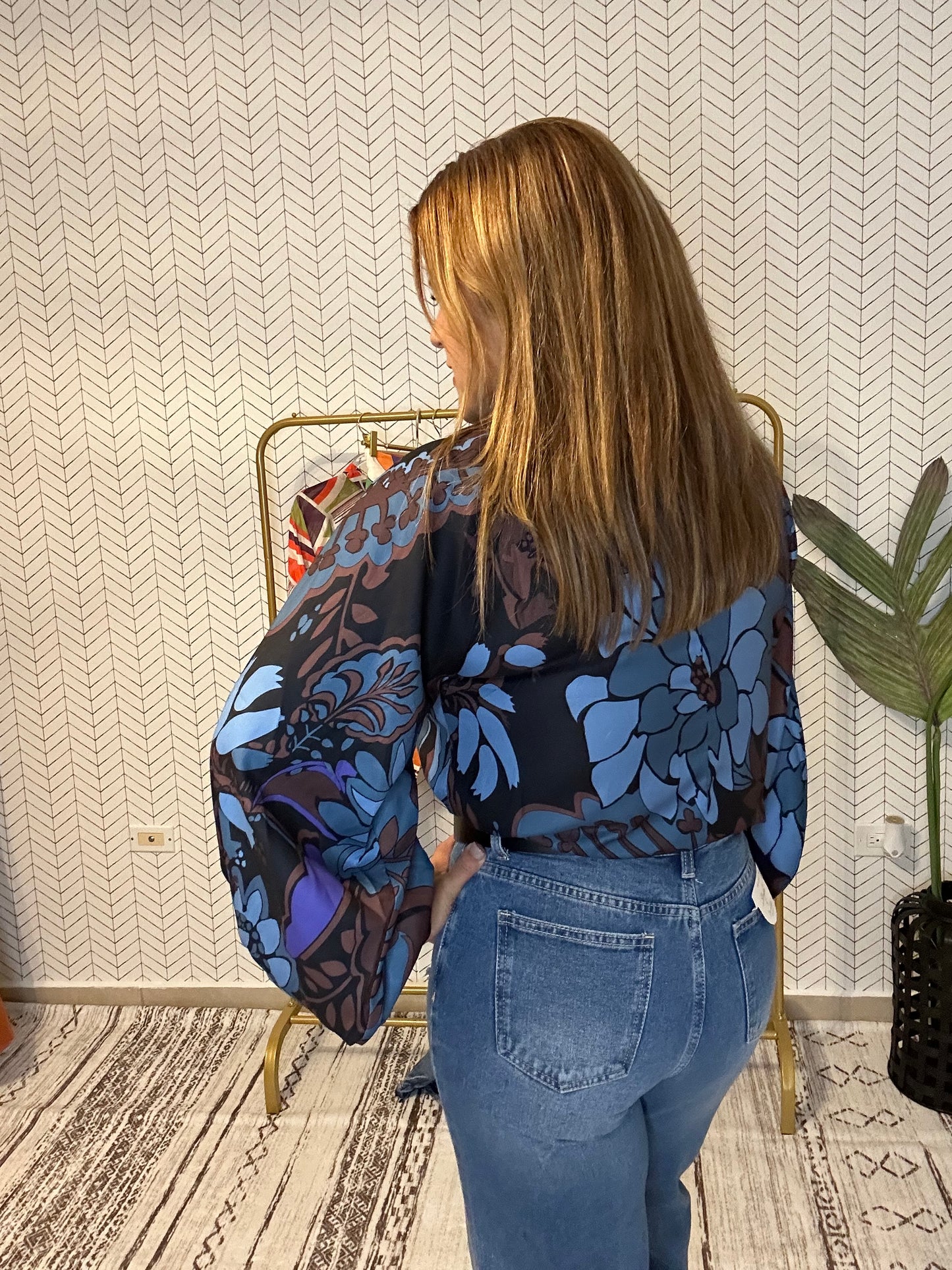 Floral Print Long Sleeve Blouse