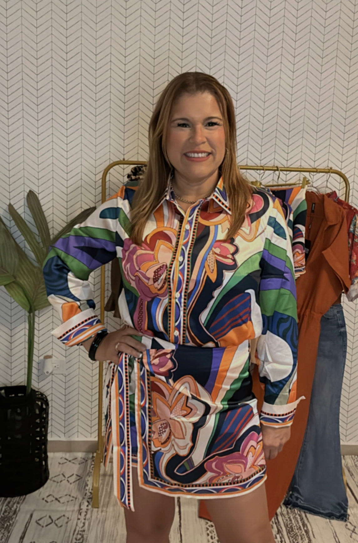 Print Satin Shirt and Skort Set