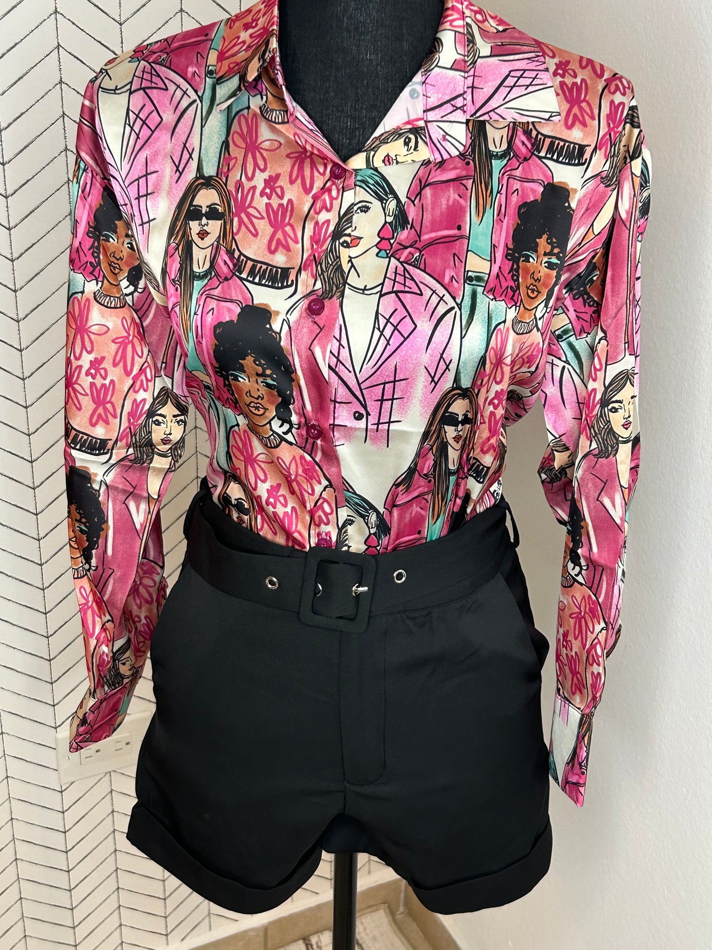 Doll Face Print Long Sleeve Shirt