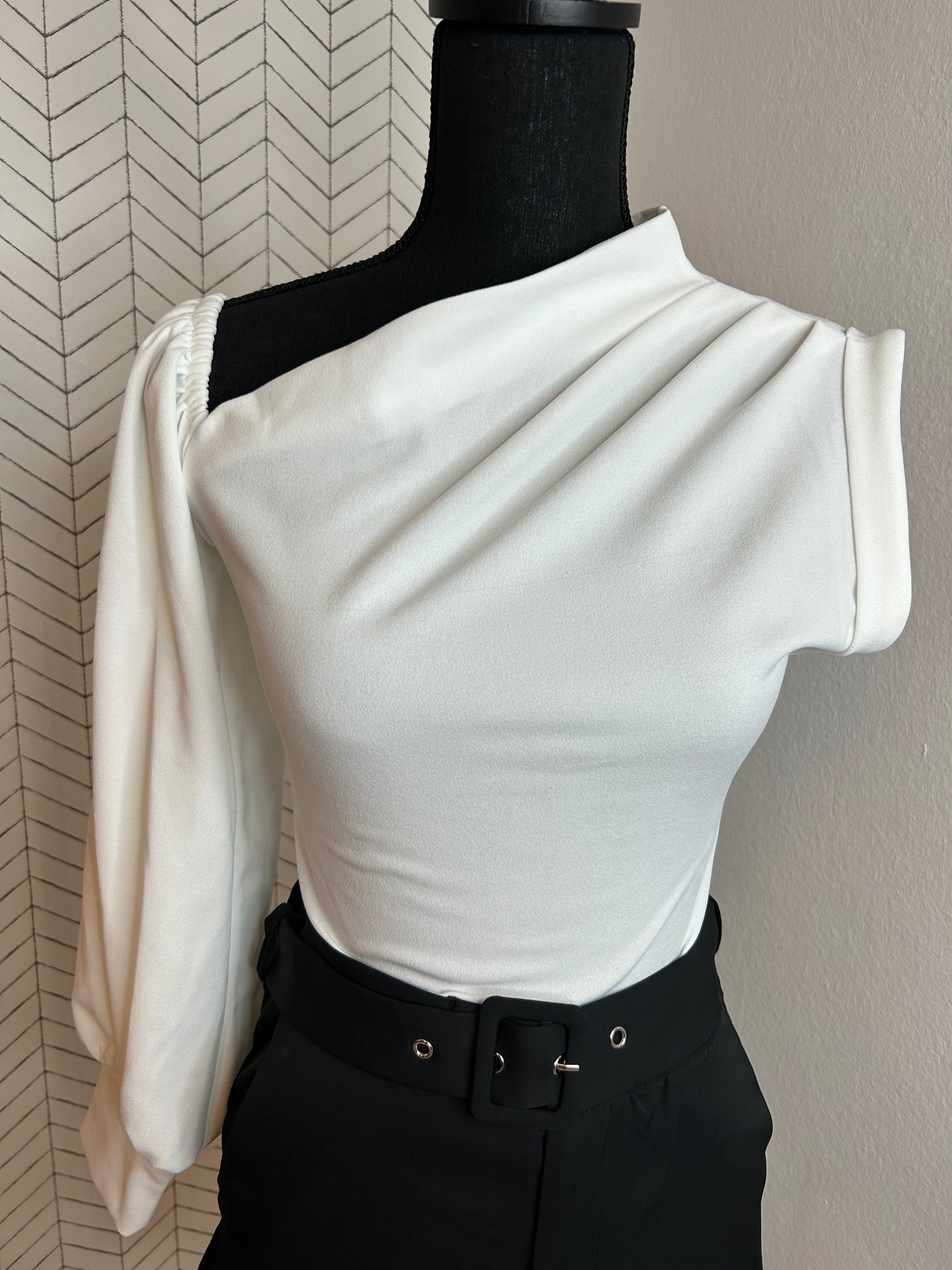 One Shoulder Puff Sleeve Top