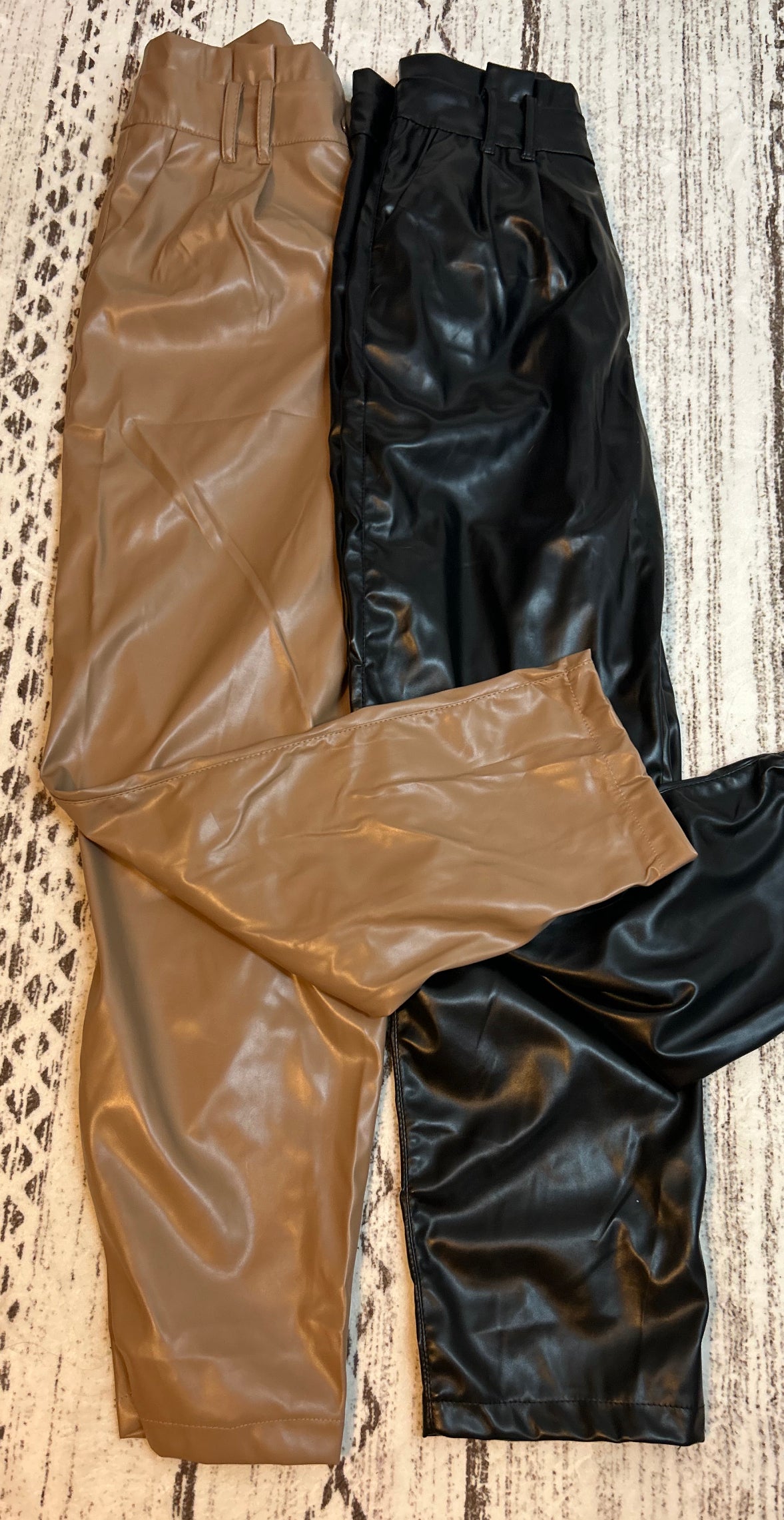 Black or Camel Belted PU Pants