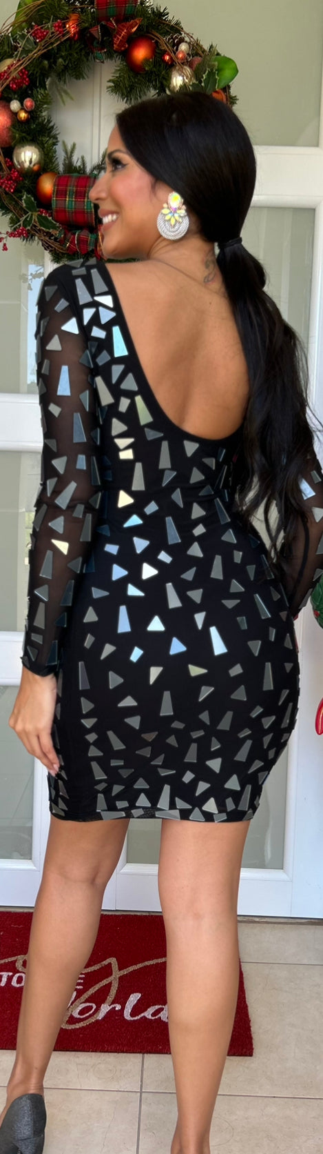 Mirror Glass Pieces Midi Dress