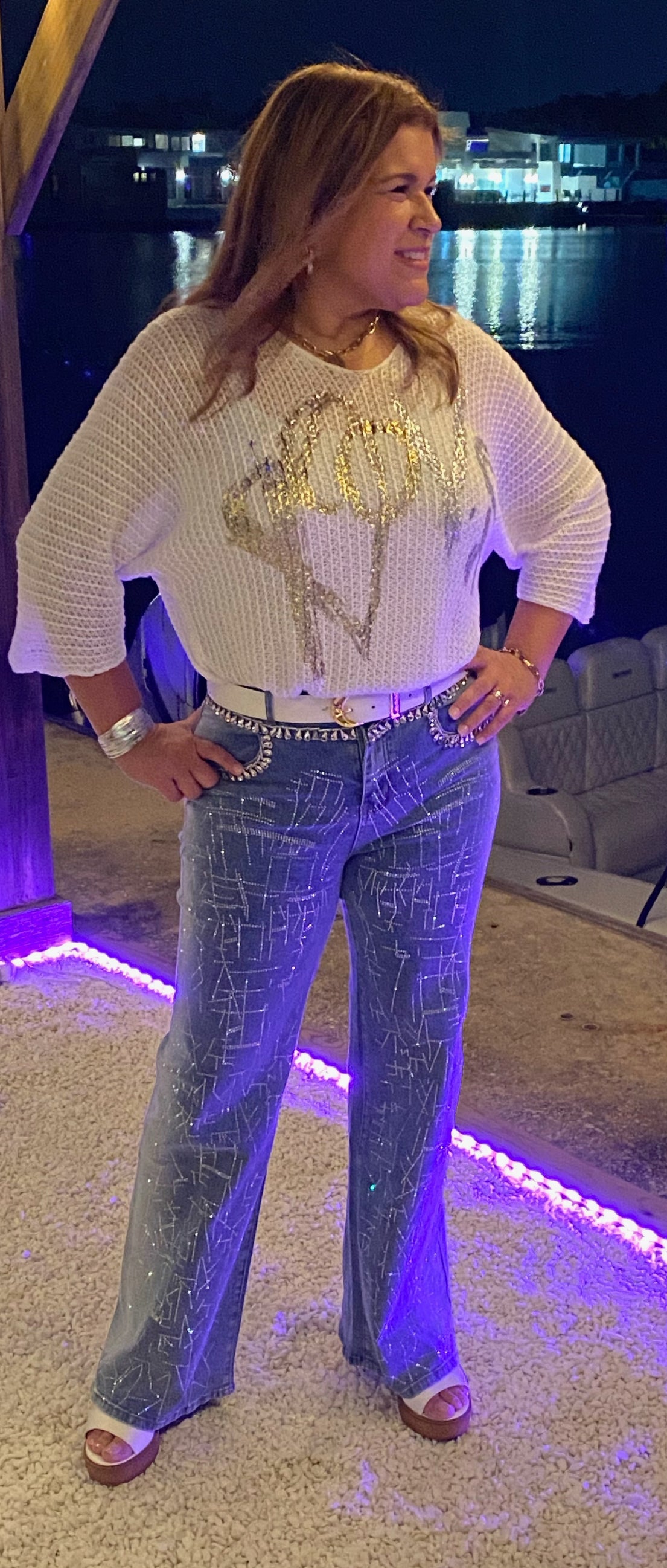 Stretch Denim Jean embelished with Rhinestone