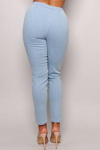 High waist front stitch slim jeans
