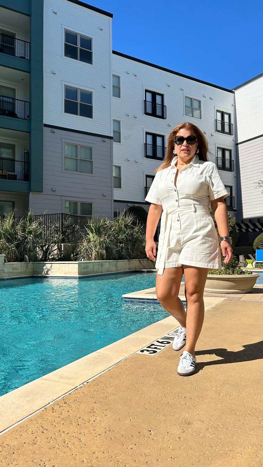 Short Sleeve Belted Ivory Romper