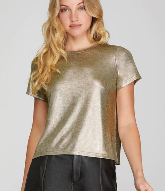 LT Bronzw Metallic knit top