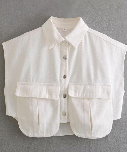 Denim white crop top