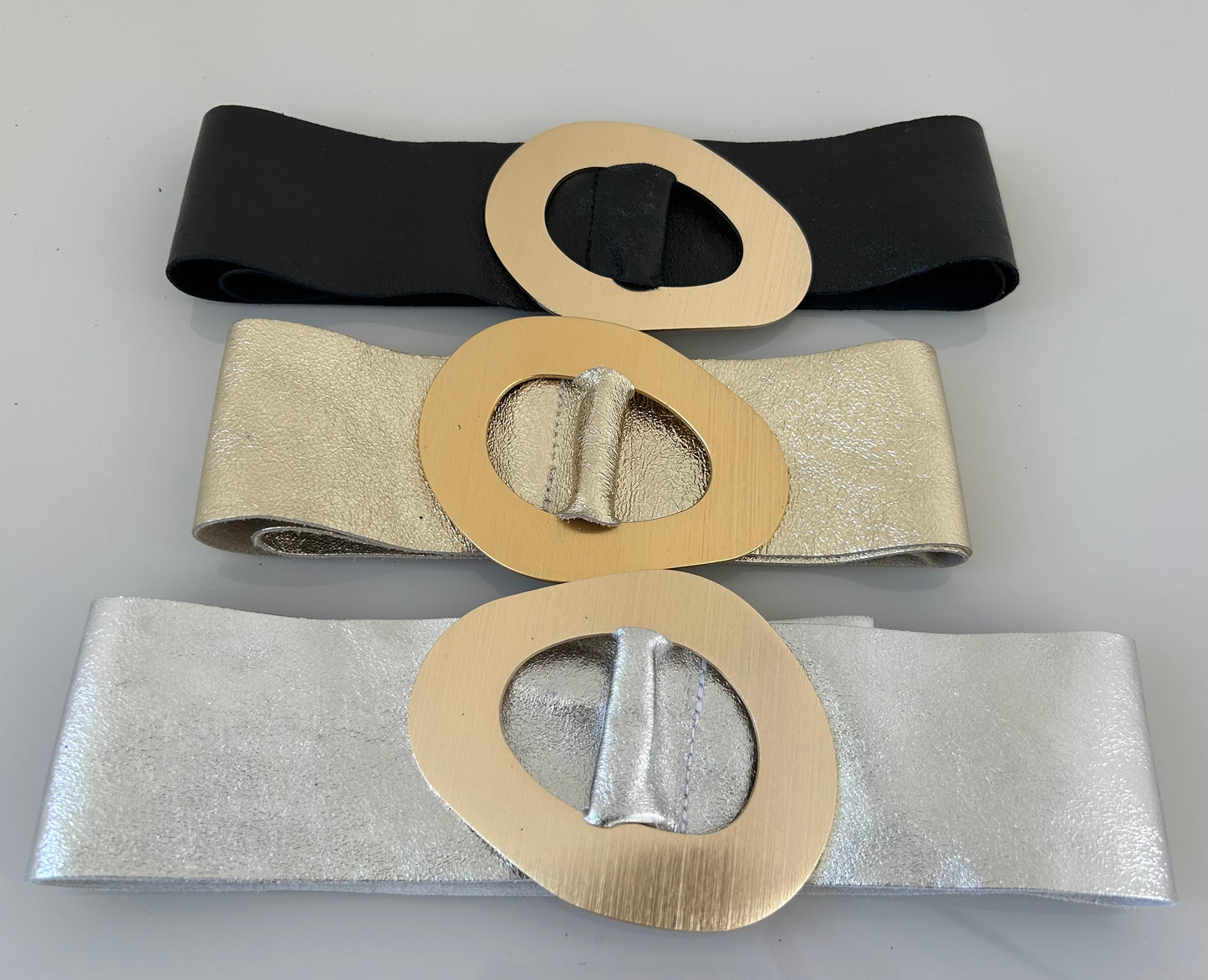 Wide belt with gold accents