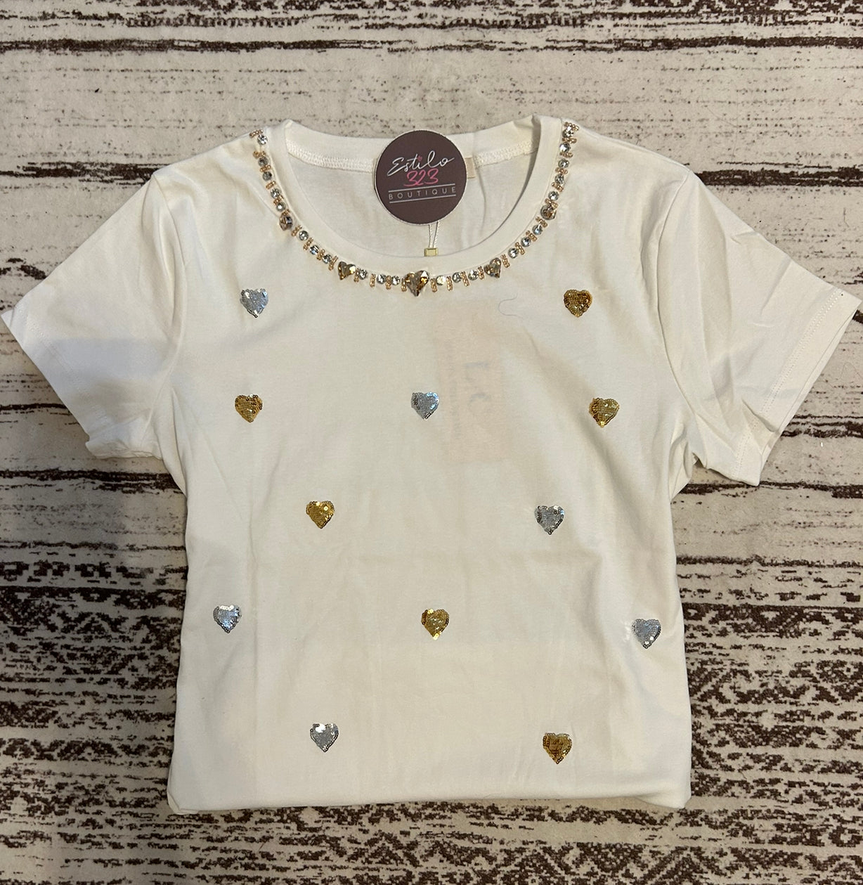 Top with sparkling hearts (White)