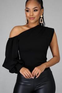 One Shoulder Puff Sleeve Top